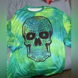 SHEIN Curve Oversized Tie-Dye skull Top